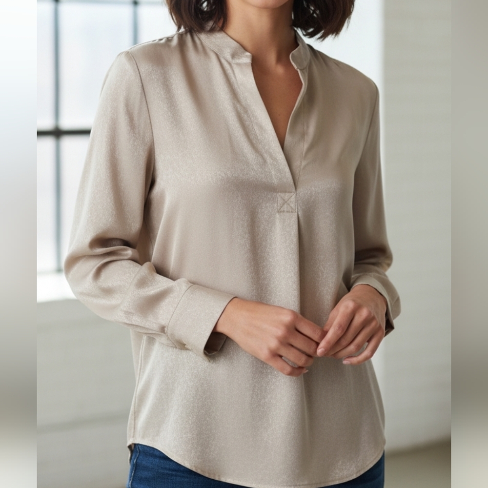 New SOFT SURROUNDINGS Gigi Gold Dressy Lagenlook Top Women's Med